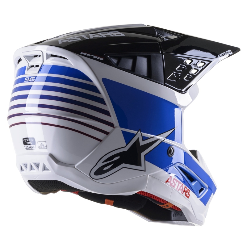 Motocross-Helm Alpinestars S-M5 Speed weiß-dunkelblau-rot glänzend