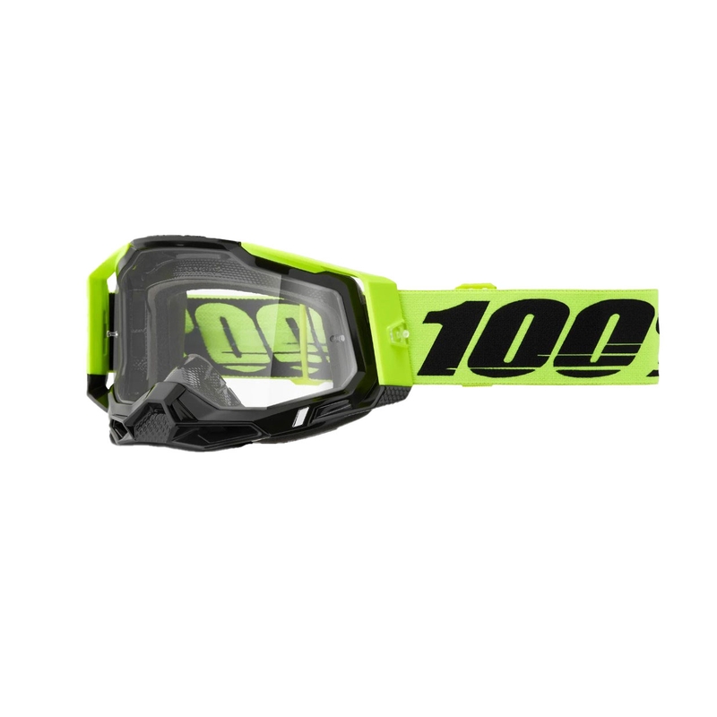 Motocrossbrille 100% RACECRAFT 2 fluo gelb (klares Plexiglas)
