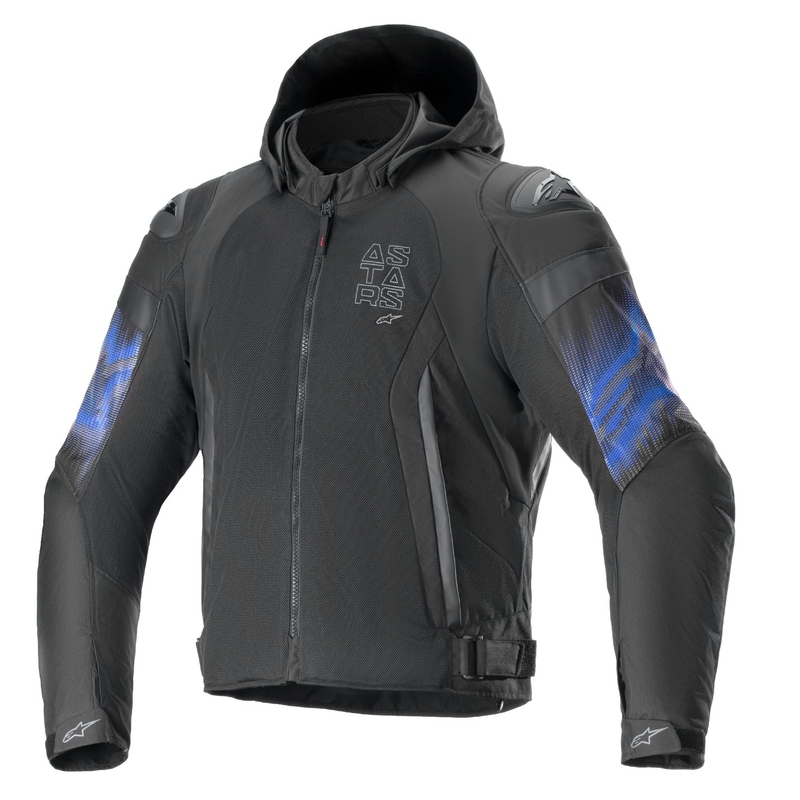 Alpinestars Zaca Air Venom Wasserdichte Motorradjacke Schwarz/Fluo Blau