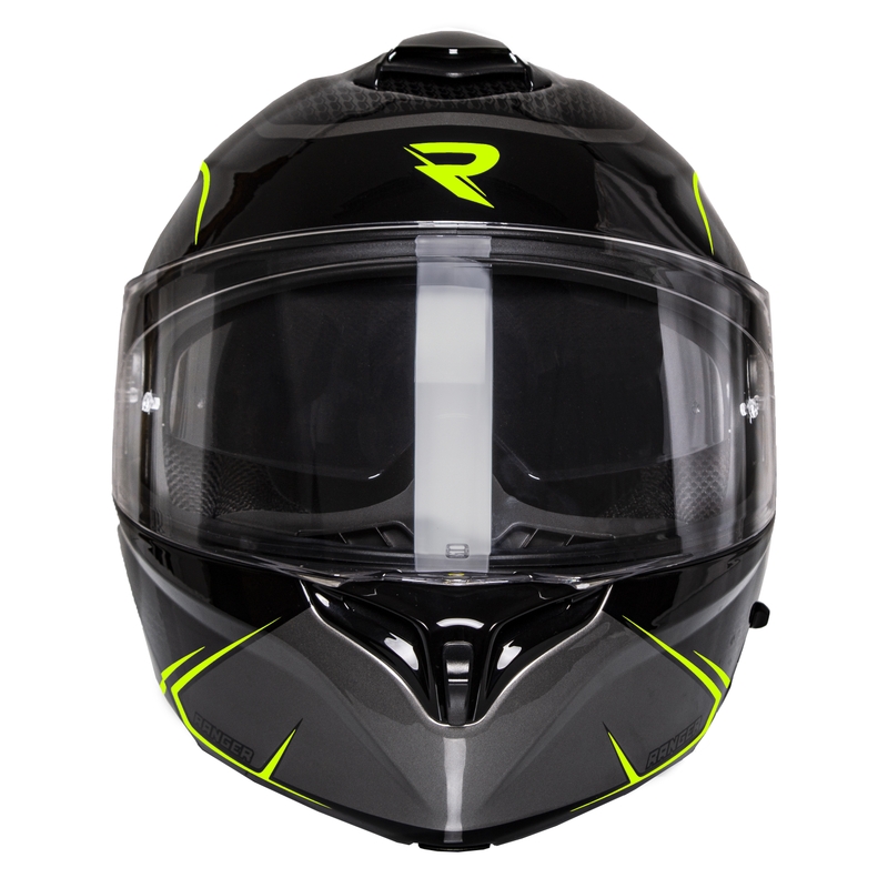 Klappbarer Motorradhelm Street Racer Ranger schwarz-fluoreszierend - II. Qualität