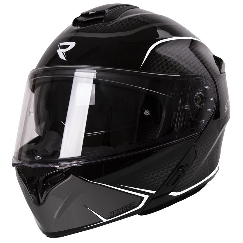 Klappbarer Motorradhelm Street Racer Ranger schwarz-weiß - II. Qualität