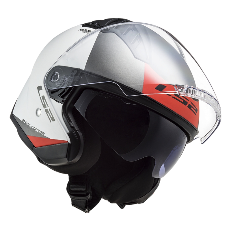 Offener Motorradhelm LS2 OF600 Copter II Urbane 06 weiß-rot - II. Qualität