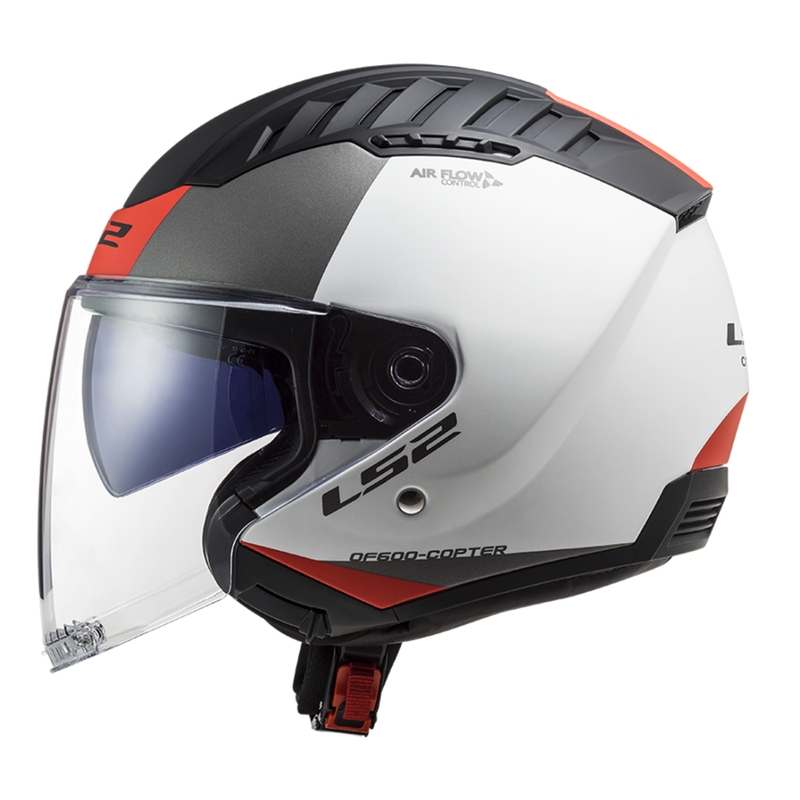 Offener Motorradhelm LS2 OF600 Copter II Urbane 06 weiß-rot - II. Qualität