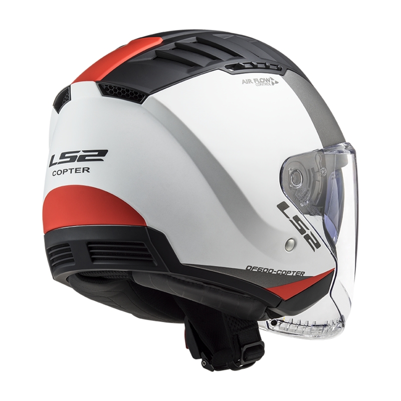 Offener Motorradhelm LS2 OF600 Copter II Urbane 06 weiß-rot - II. Qualität