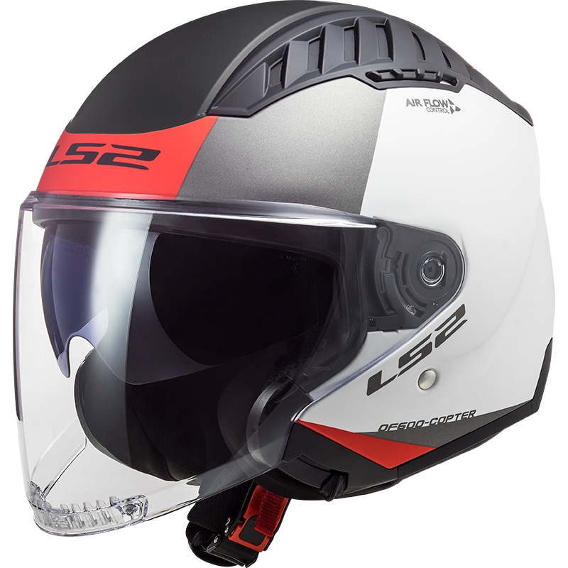 Offener Motorradhelm LS2 OF600 Copter II Urbane 06 weiß-rot - II. Qualität