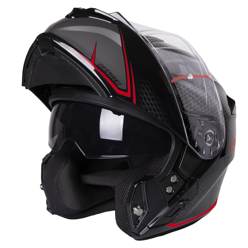 Klappbarer Motorradhelm Street Racer Ranger schwarz-rot - II. Qualität