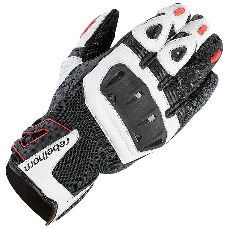 Motorradhandschuhe Rebelhorn Flux PRO CE weiß-schwarz-rot Ausverkauf