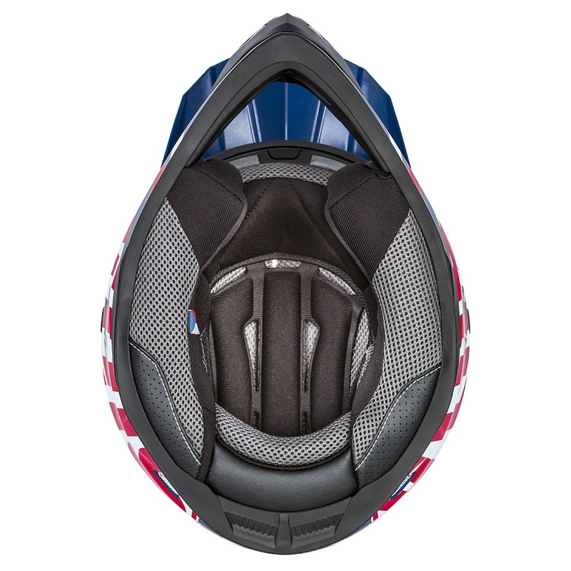 Kinder-Motocross-Helm Cassida Cross Cup Sonic Junior rot-blau-weiß-schwarz