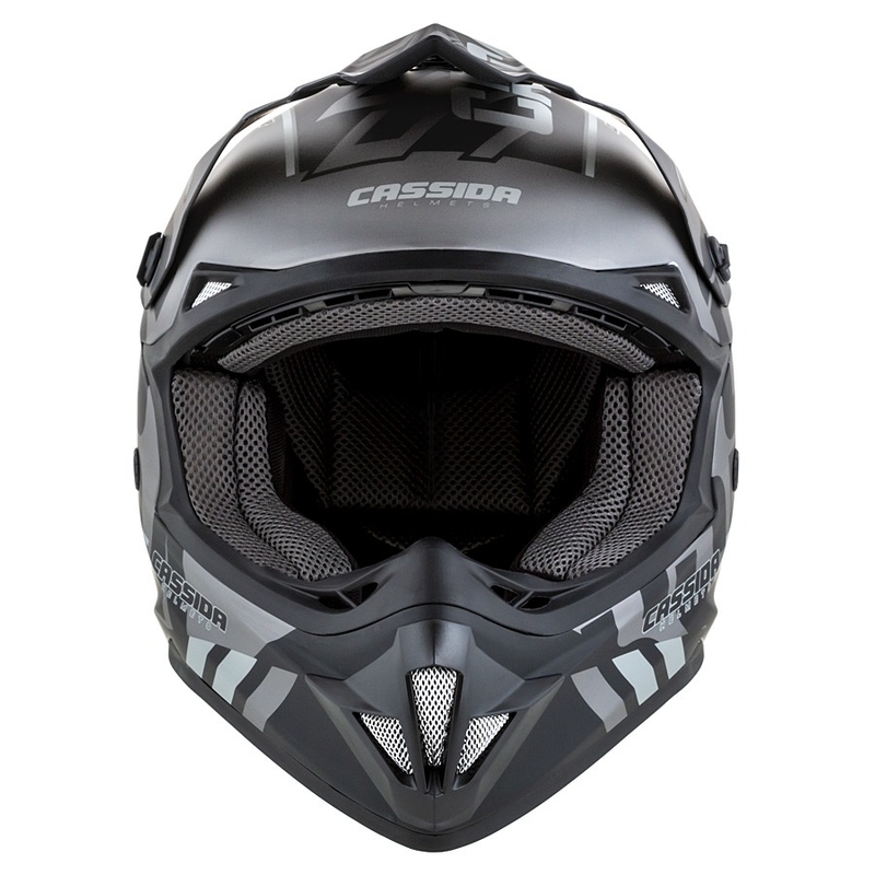 Kinder-Motocross-Helm Cassida Cross Cup Sonic Junior matt grau-schwarz