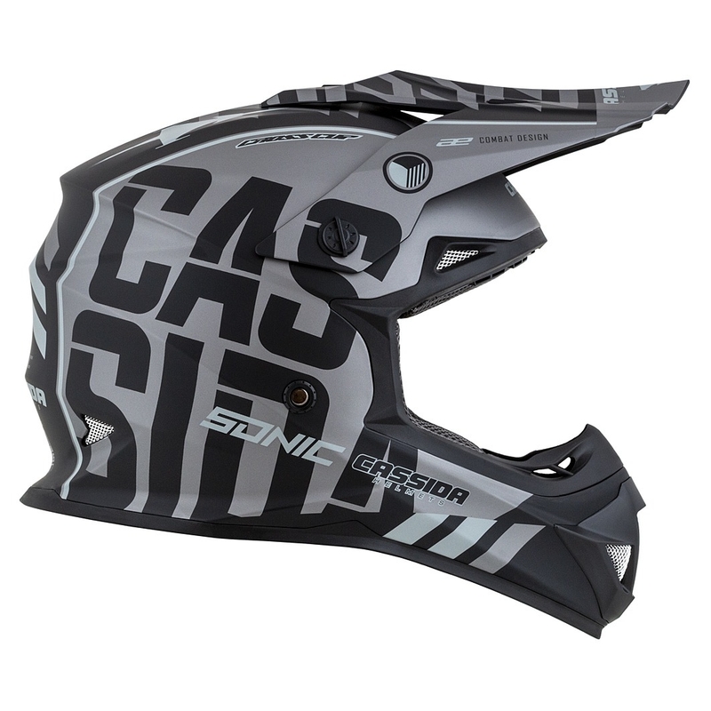 Kinder-Motocross-Helm Cassida Cross Cup Sonic Junior matt grau-schwarz