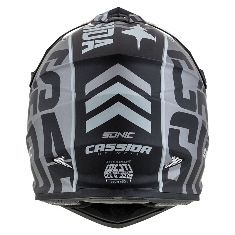 Kinder-Motocross-Helm Cassida Cross Cup Sonic Junior matt grau-schwarz