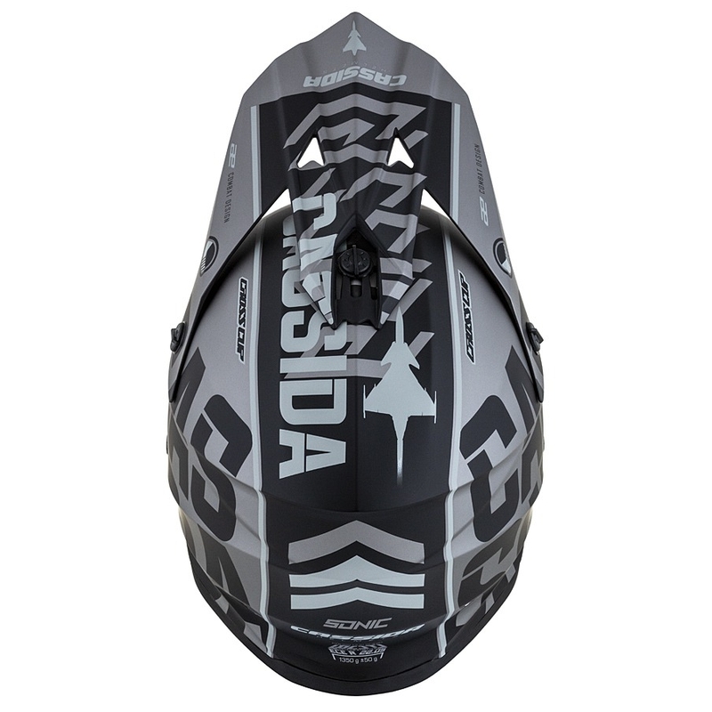 Kinder-Motocross-Helm Cassida Cross Cup Sonic Junior matt grau-schwarz