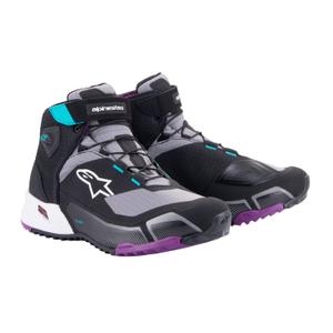 Alpinestars Stella CR-X Drystar Damen-Motorradstiefel Schwarz-Grau-Lila-Türkis