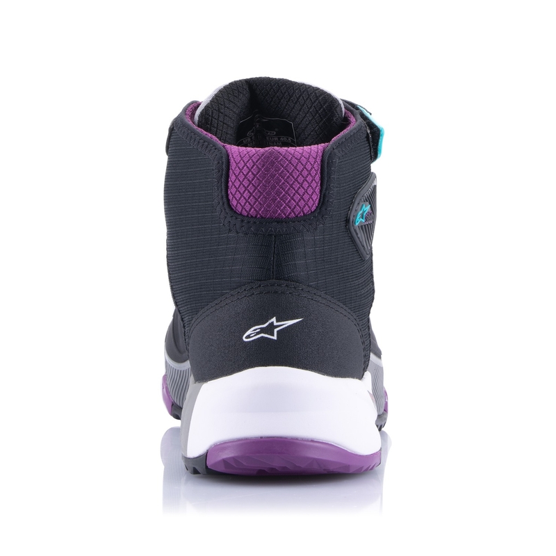 Alpinestars Stella CR-X Drystar Damen-Motorradstiefel Schwarz-Grau-Lila-Türkis