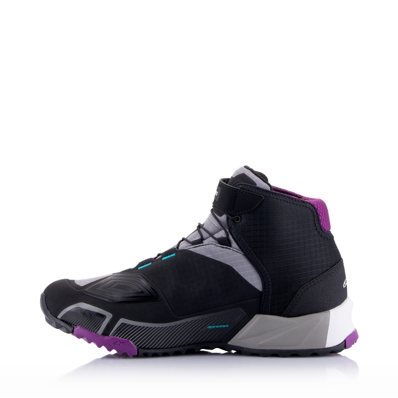 Alpinestars Stella CR-X Drystar Damen-Motorradstiefel Schwarz-Grau-Lila-Türkis