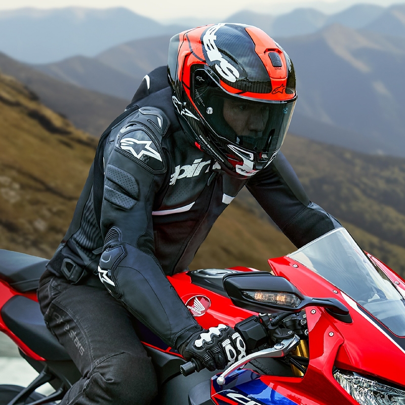 Alpinestars Atem 5 Leder-Motorradjacke schwarz-weiß