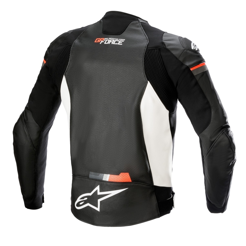 Alpinestars GP Force Airflow Motorradlederjacke Schwarz-Weiß-Fluorot