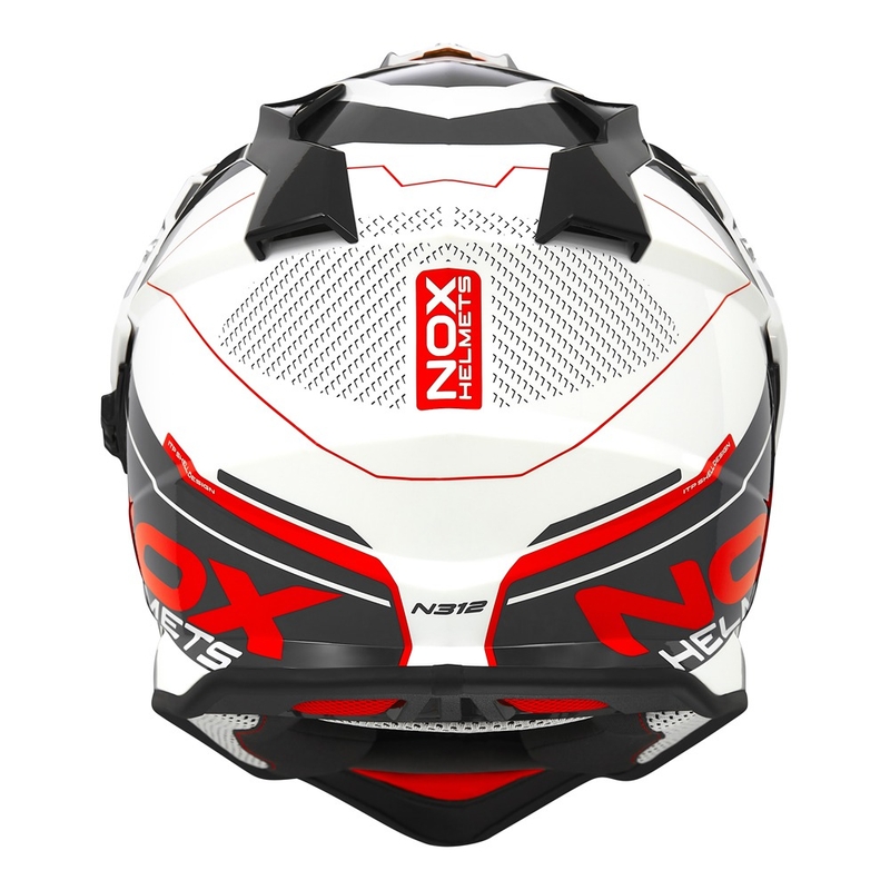 Endurohelm NOX N312 Drone weiß-schwarz-rot