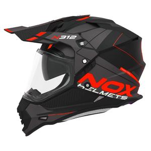 Enduro-Helm NOX N312 Drone mattschwarz-rot