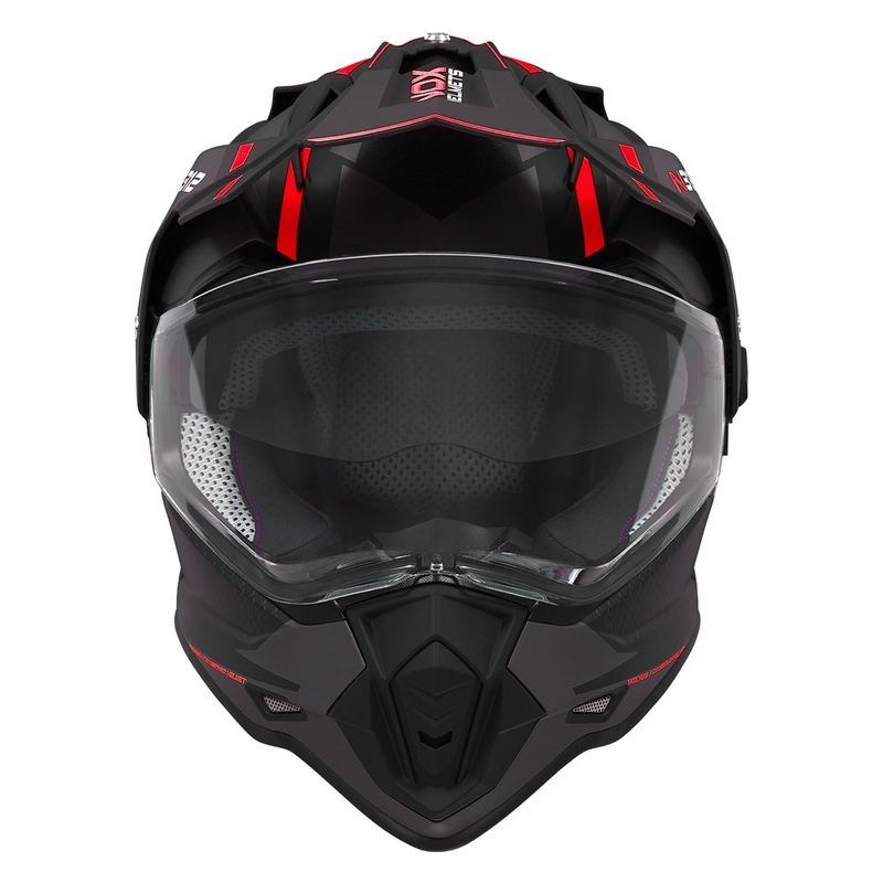 Enduro-Helm NOX N312 Drone mattschwarz-rot