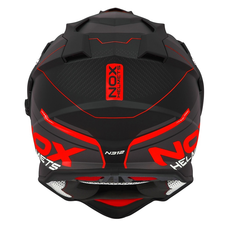 Enduro-Helm NOX N312 Drone mattschwarz-rot