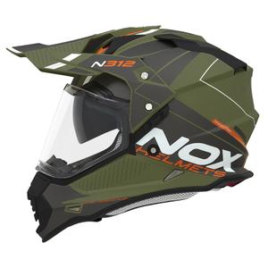 Enduro-Helm NOX N312 Drone matt khaki-orange