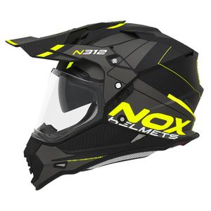 Endurohelm NOX N312 Drone mattschwarz-gelb