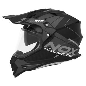 Enduro-Helm NOX N312 Drone mattschwarz-grau