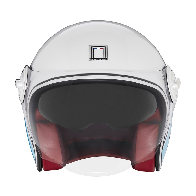 Offener Motorradhelm NOX PREMIUM Heritage weiß-blau-rot
