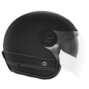 Offener Motorradhelm NOX PREMIUM Heritage aus schwarzem Leder