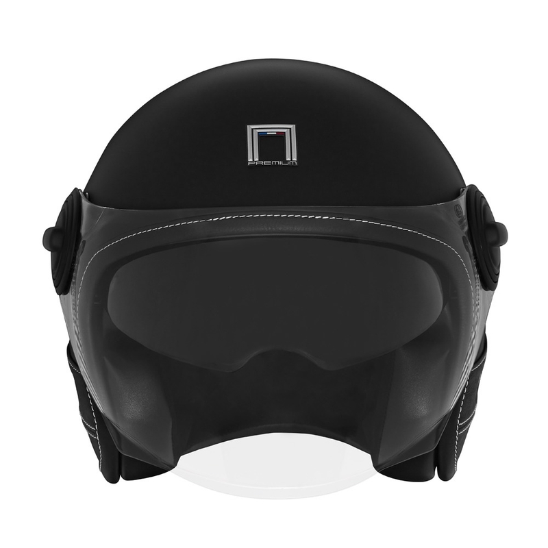 Offener Motorradhelm NOX PREMIUM Heritage, schwarzes Leder