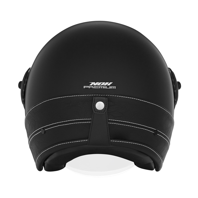 Offener Motorradhelm NOX PREMIUM Heritage, schwarzes Leder
