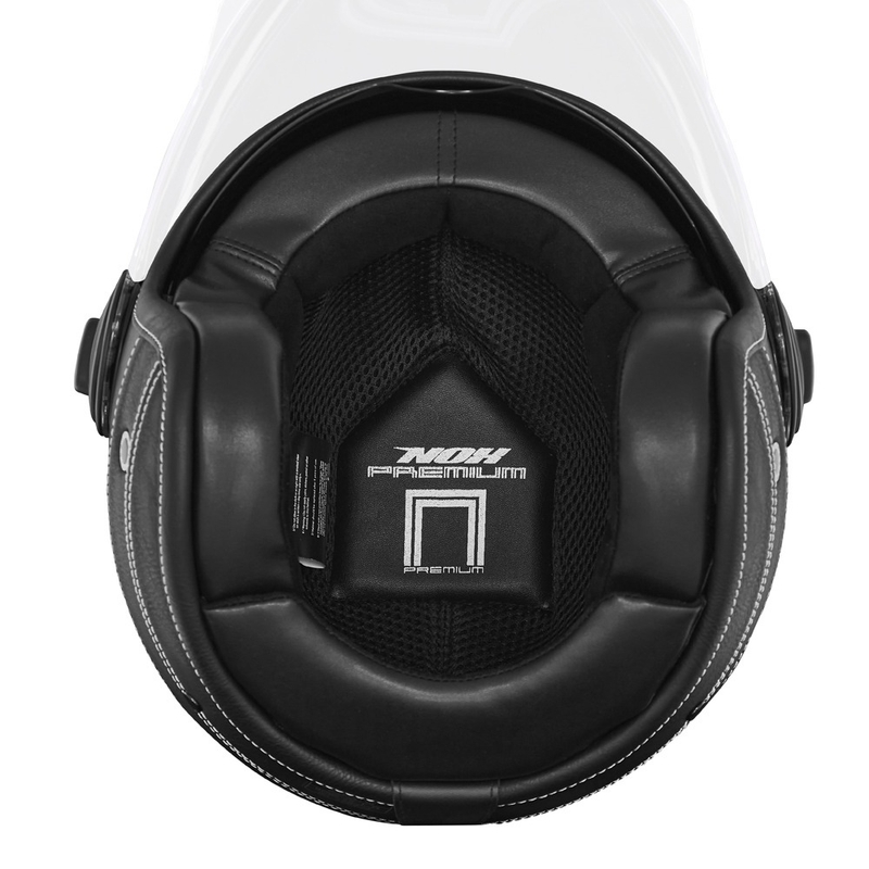 Offener Motorradhelm NOX PREMIUM Heritage, schwarzes Leder
