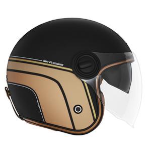 Offener Motorradhelm NOX PREMIUM Heritage mattschwarz-gold