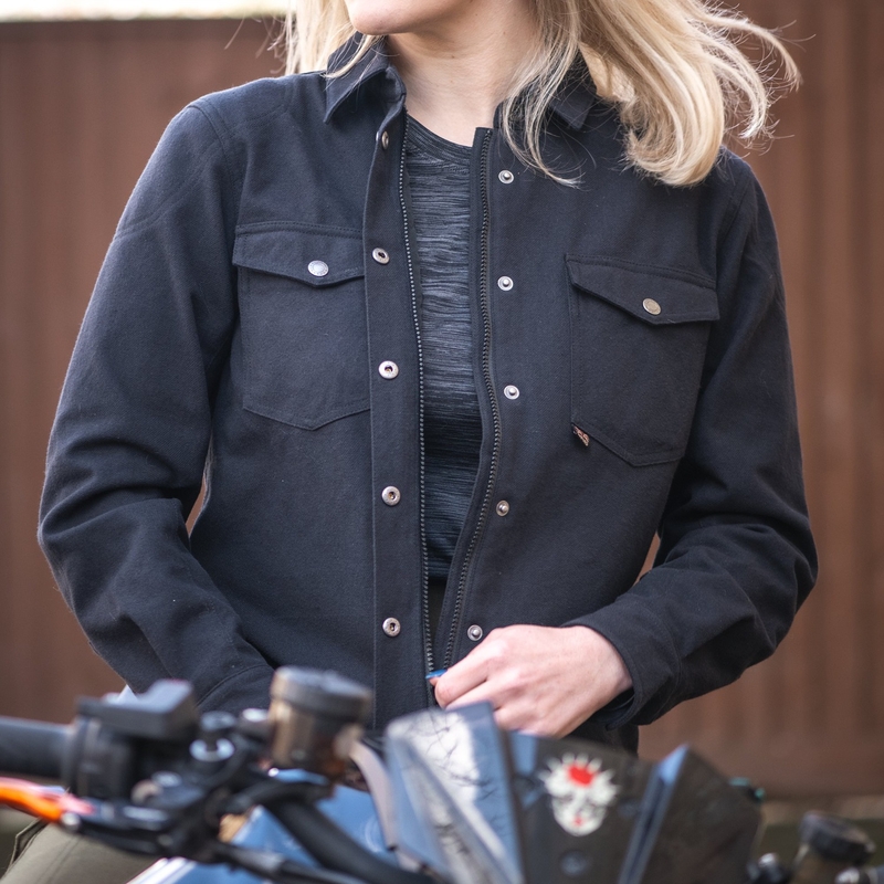 Damen-Motorradshirt Oxford Kickback 2.0 schwarz