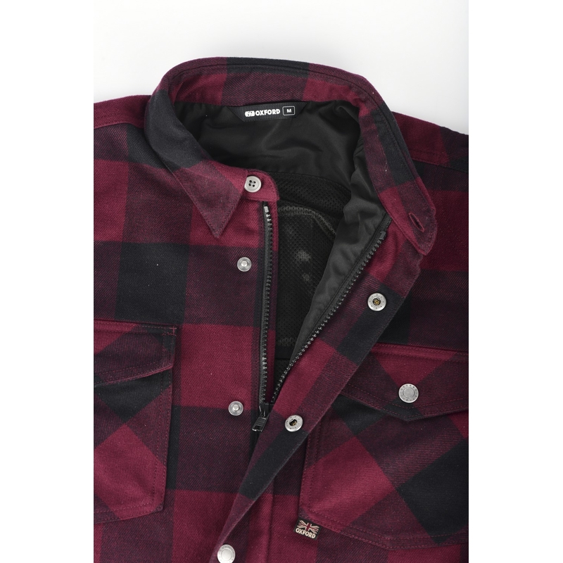 Damen-Motorradshirt Oxford Kickback 2.0 rot-schwarz