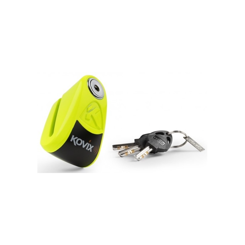 Scheibenbremsschloss mit Alarm KOVIX KAZ10 fluo gelb