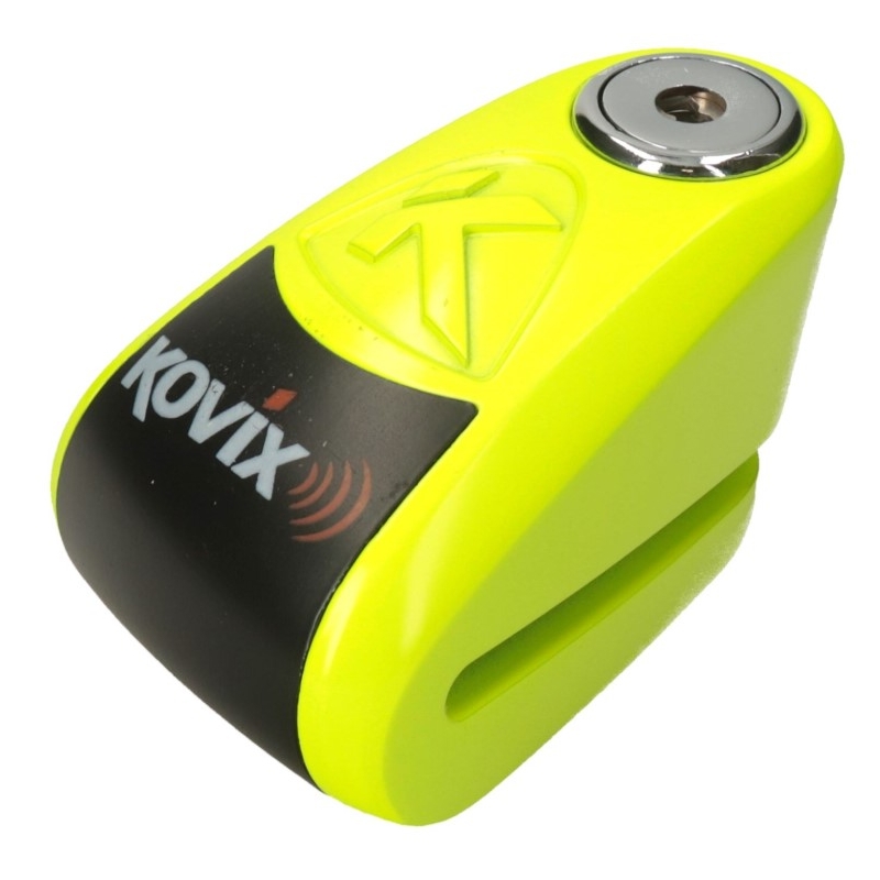 Scheibenbremsschloss mit Alarm KOVIX KAZ10 fluo gelb