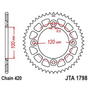 Aluminium-Ketten Rad JT JTA 1798-47BLK 47)T, nt((420 schwarz