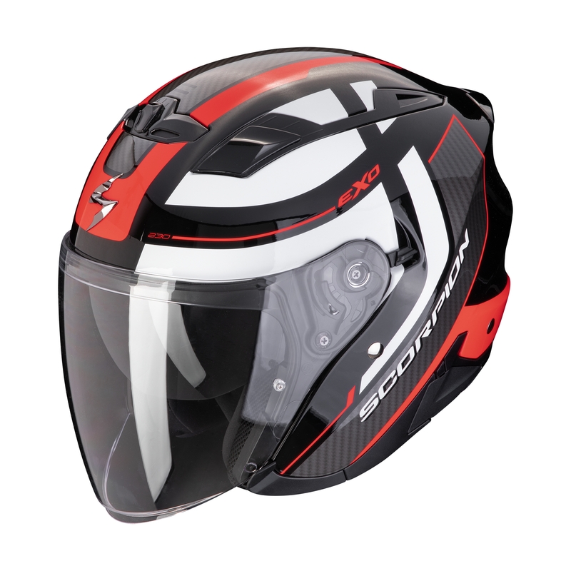 Offener Motorradhelm SCORPION EXO-230 PUL schwarz-rot Ausverkauf