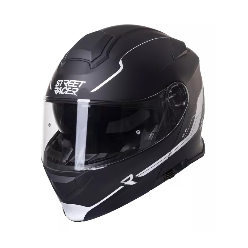 Klappbarer Motorradhelm Street Racer SR V1 schwarz-weiß - II. Qualität