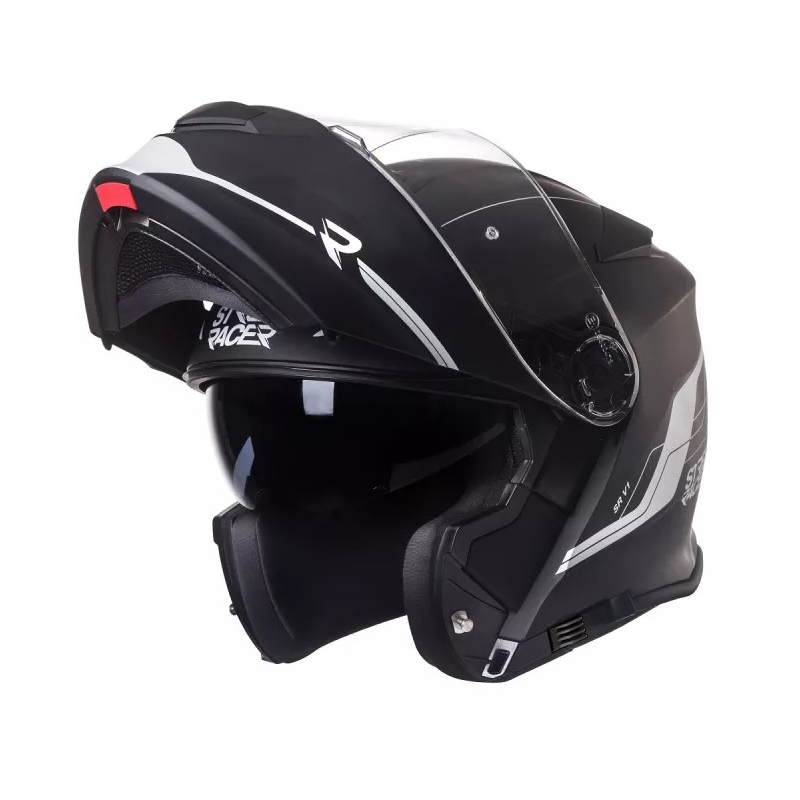 Klappbarer Motorradhelm Street Racer SR V1 schwarz-weiß - II. Qualität