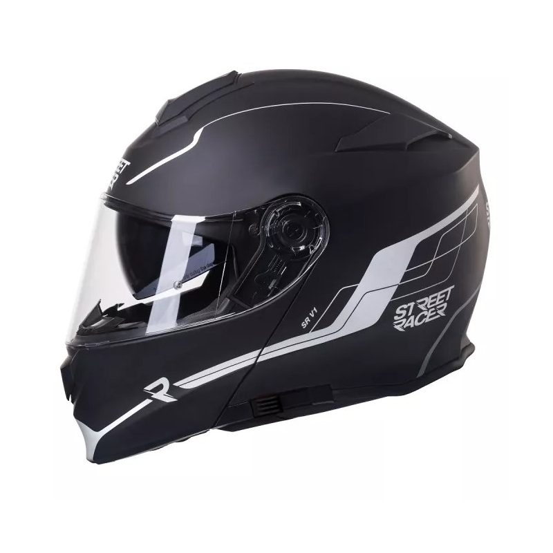 Klappbarer Motorradhelm Street Racer SR V1 schwarz-weiß - II. Qualität