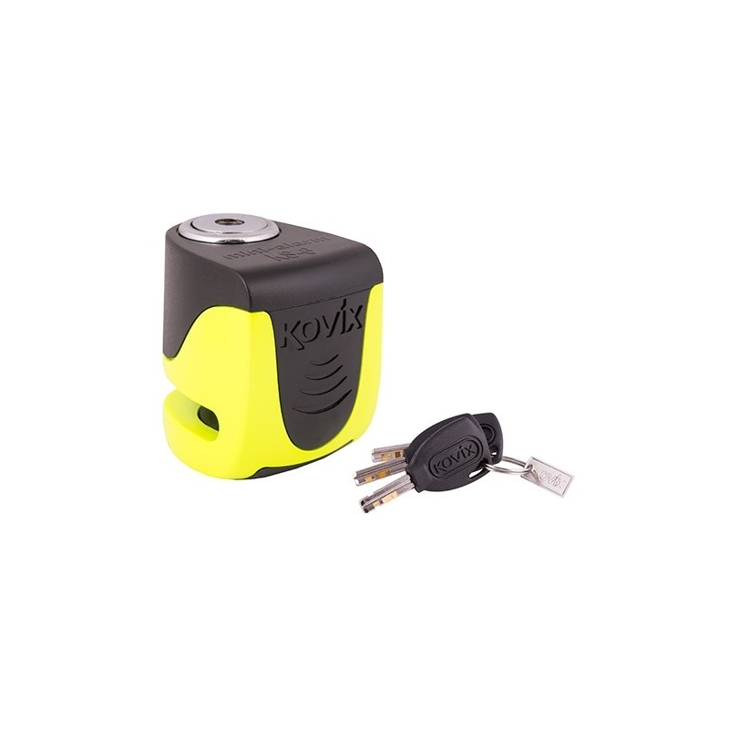 Scheibenbremsschloss mit Alarm KOVIX KS6 fluo gelb