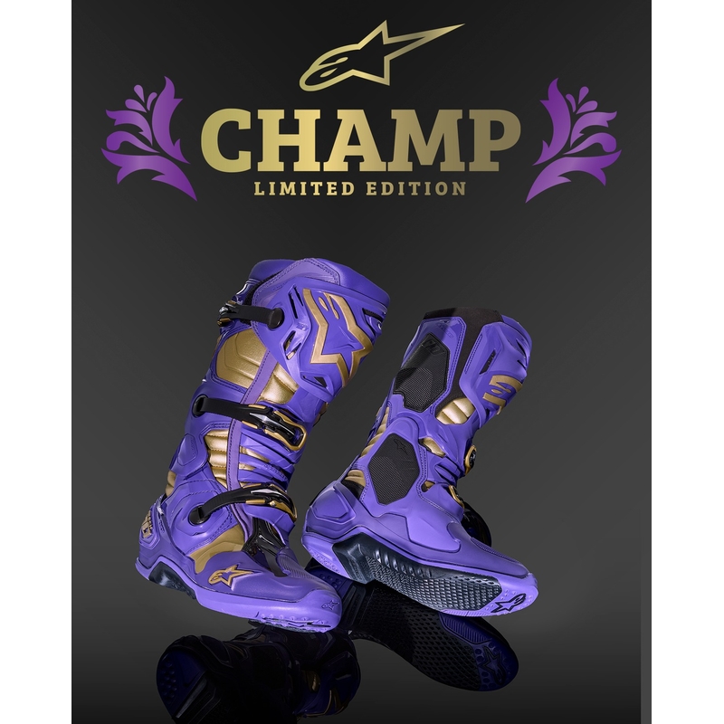 Alpinestars Tech 10 Limited Edition Champ Lila-Gold Motorradstiefel