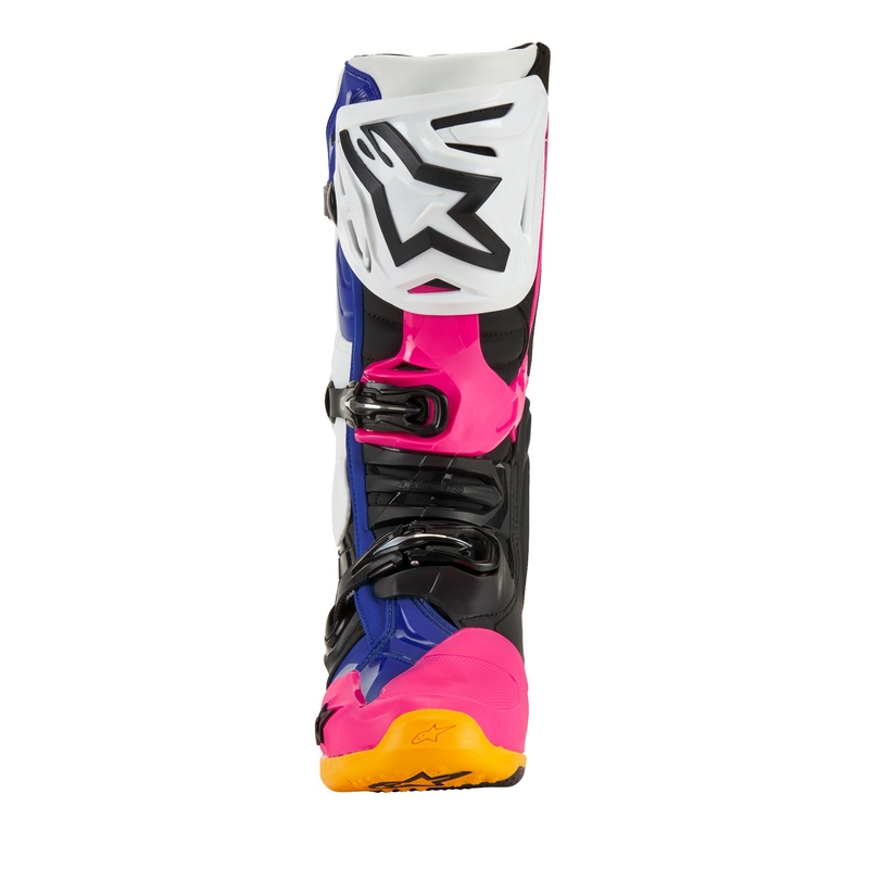 Alpinestars Tech 10 Limited Edition Coast Motorradstiefel Weiß-Marineblau-Pink-Fluo Gelb-Orange-Schwarz