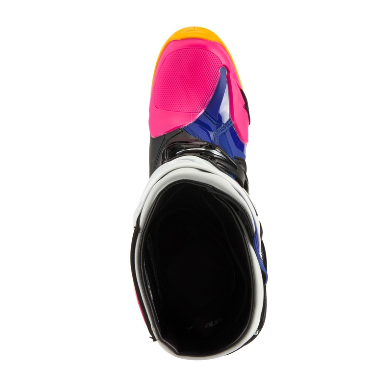 Alpinestars Tech 10 Limited Edition Coast Motorradstiefel Weiß-Marineblau-Pink-Fluo Gelb-Orange-Schwarz