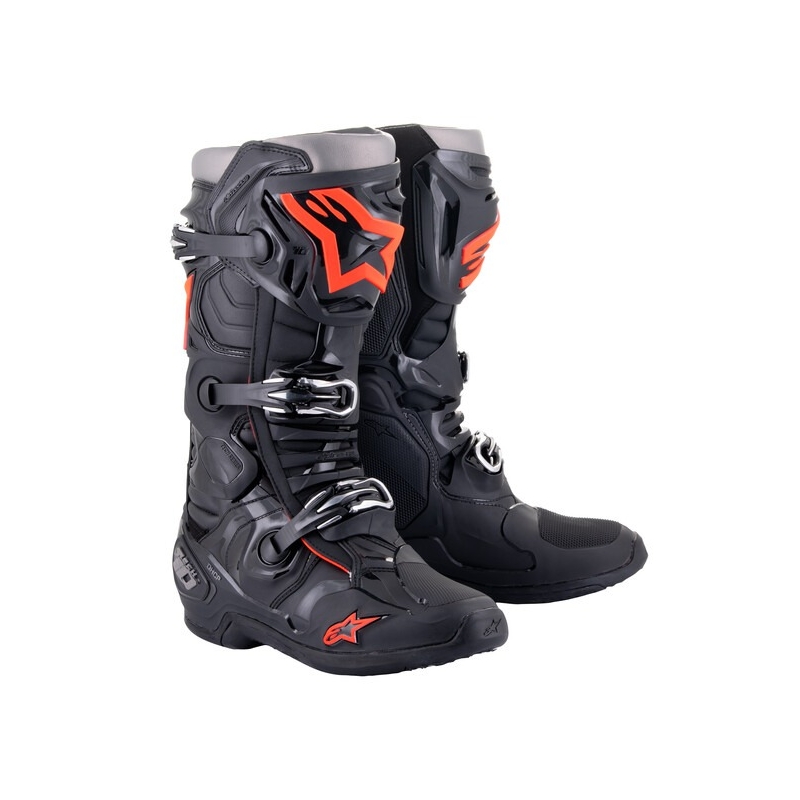 Alpinestars Tech 10 Motorradstiefel schwarz-fluo rot-grau