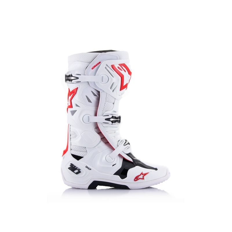 Alpinestars Tech 10 Supervented Motorradstiefel Perforiert Weiß-Rot-Schwarz