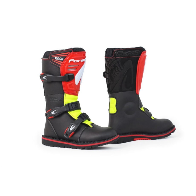 Kinder-Motorradschuhe Forma Rock schwarz-gelb-rot